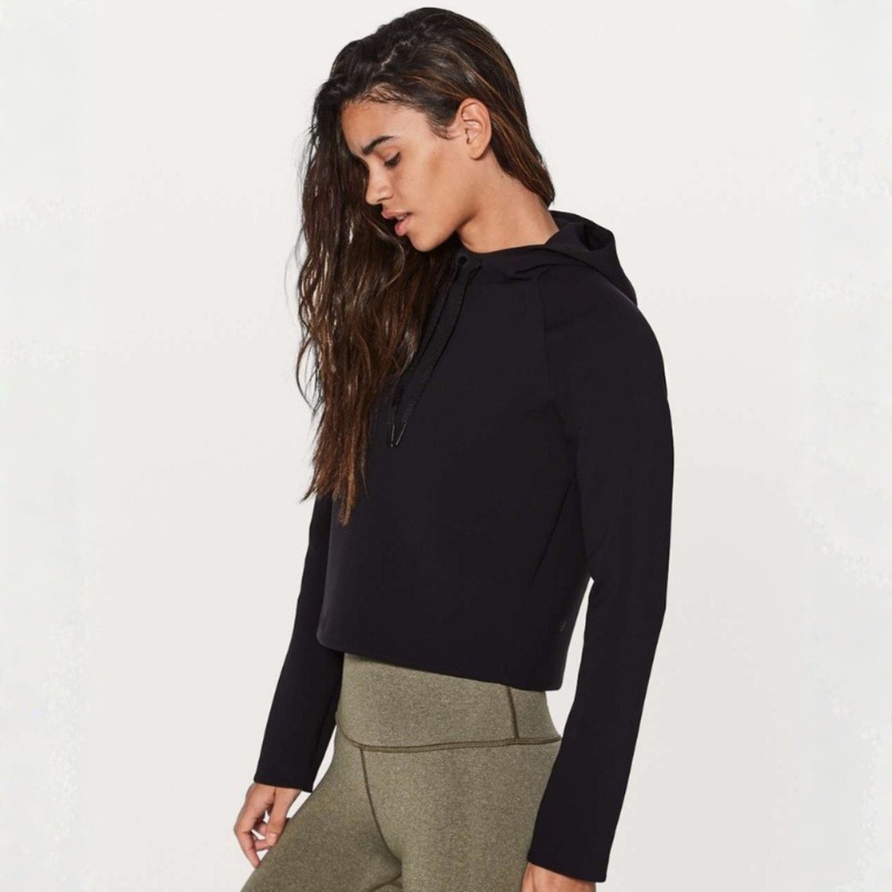 Lululemon Tech Lux Pullover Black Cropped Hoodie LW3ARNS Size 12 NWT - Picture 10 of 10